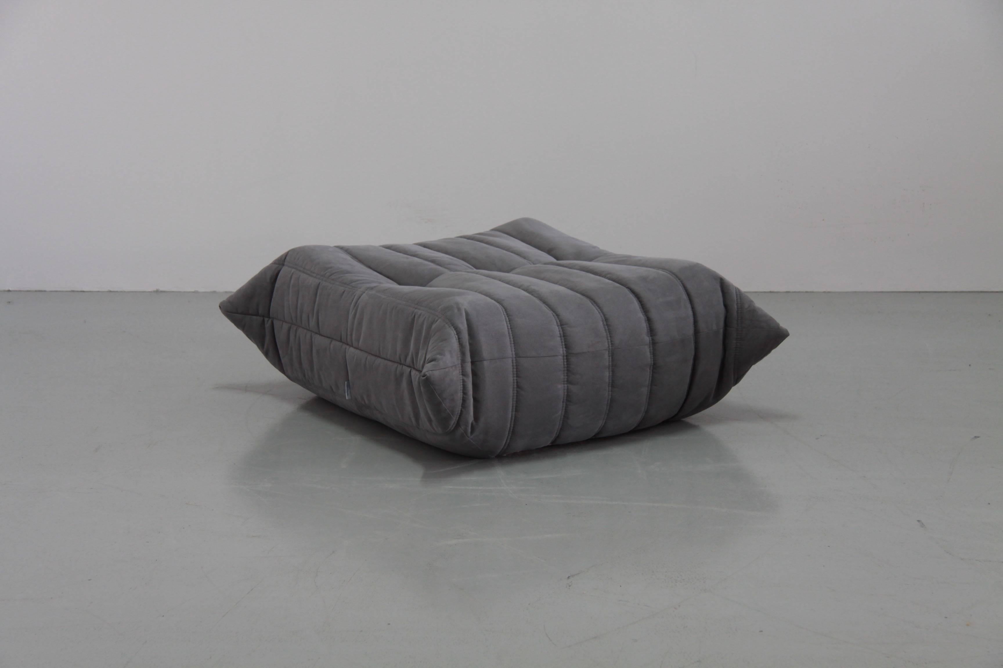 Late 20th Century Grey Microfibre Togo Sofa Set by Michel Ducaroy for Ligne Roset, Set of Five For Sale