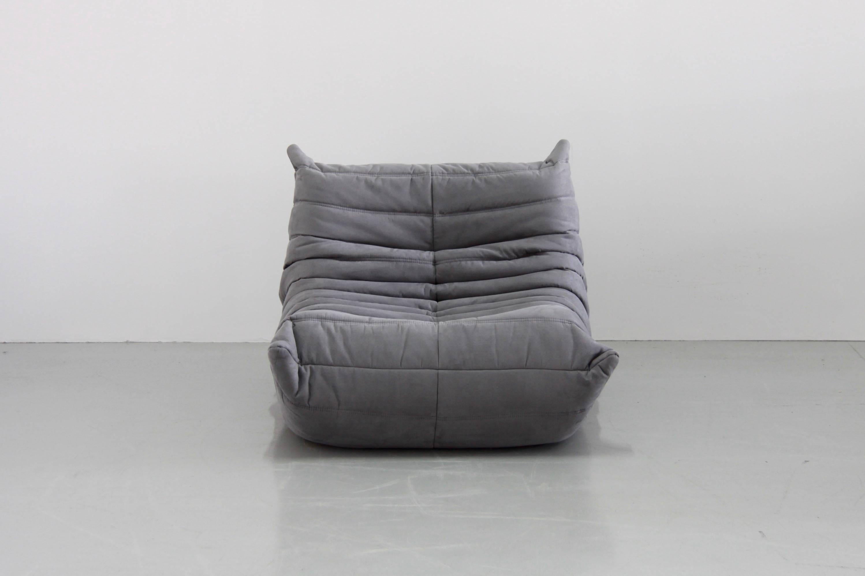 Grey Microfibre Togo Sofa Set by Michel Ducaroy for Ligne Roset, Set of Five For Sale 1
