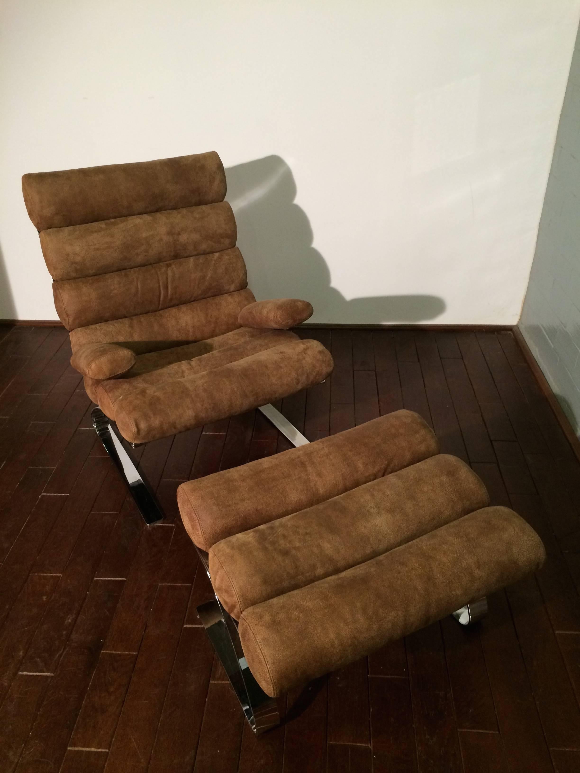 Vintage Sinus Lounge Chair and Pouffe by Reinhold Adolf and Hans-Jürgen Schräpfe In Excellent Condition For Sale In Berlin, DE
