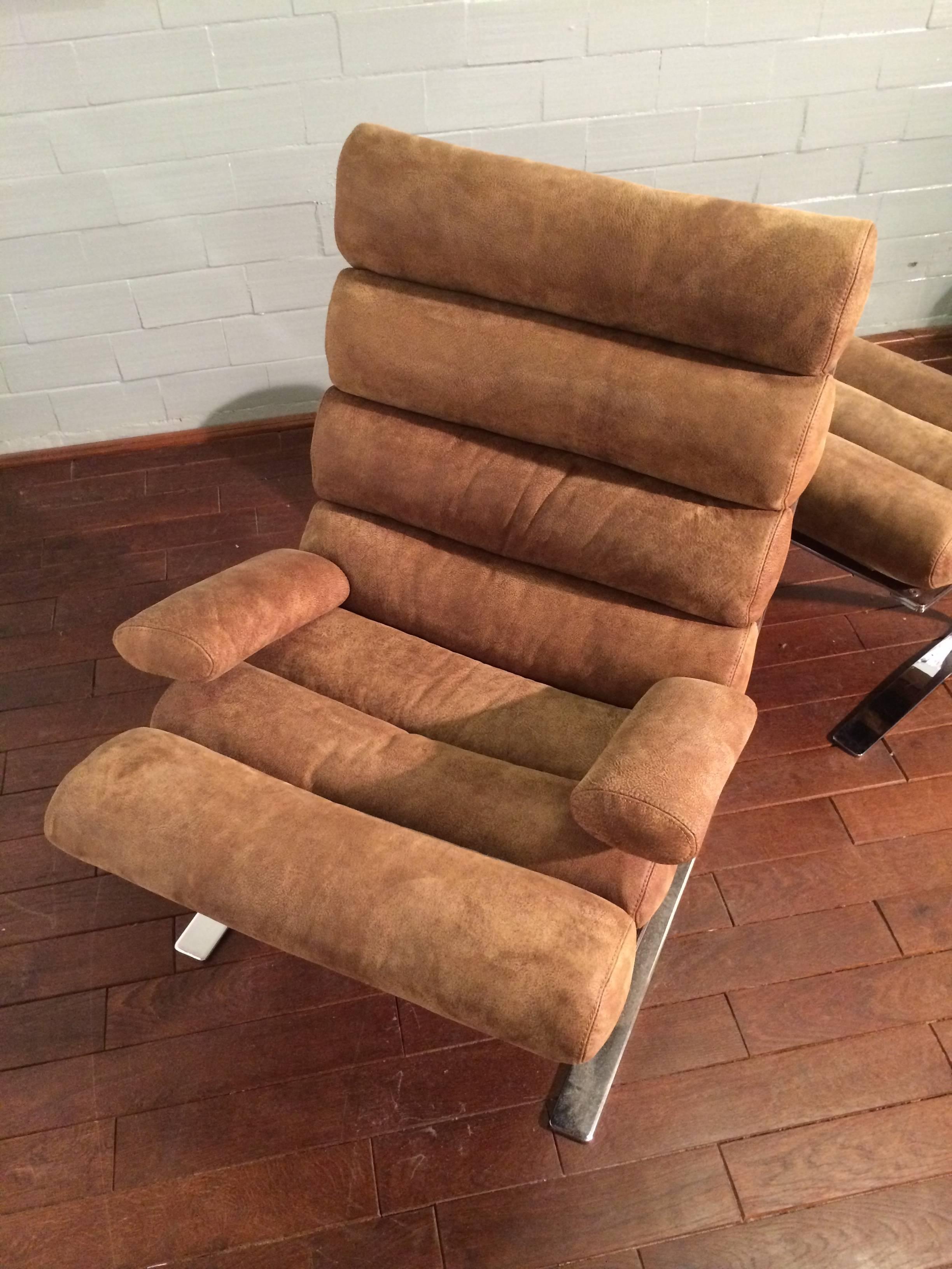 Leather Vintage Sinus Lounge Chair and Pouffe by Reinhold Adolf and Hans-Jürgen Schräpfe For Sale