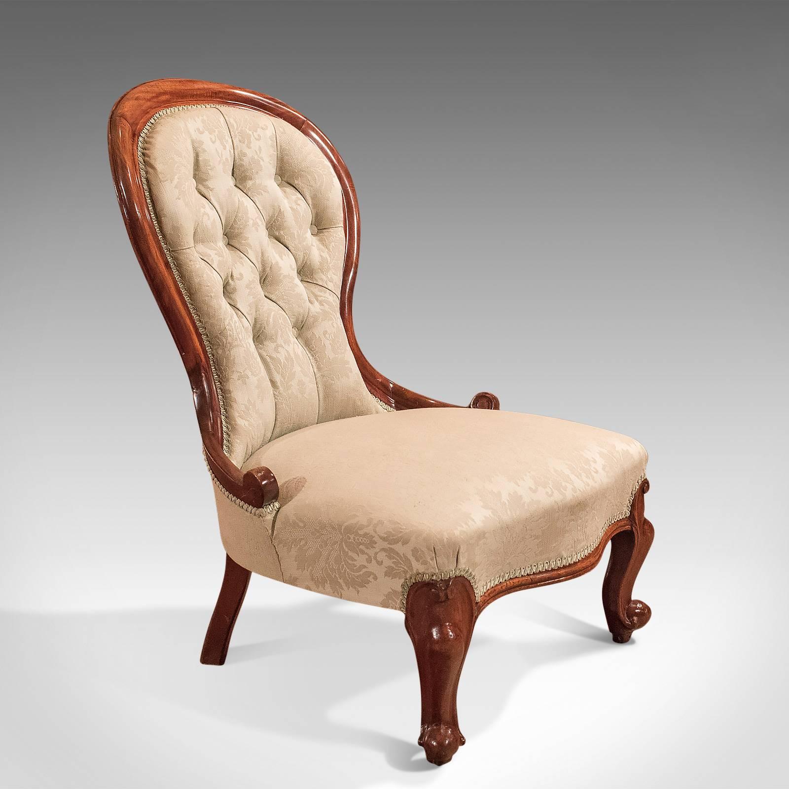 19th Century Antique Salon Chair, Victorian Button Back, circa 1840 4
