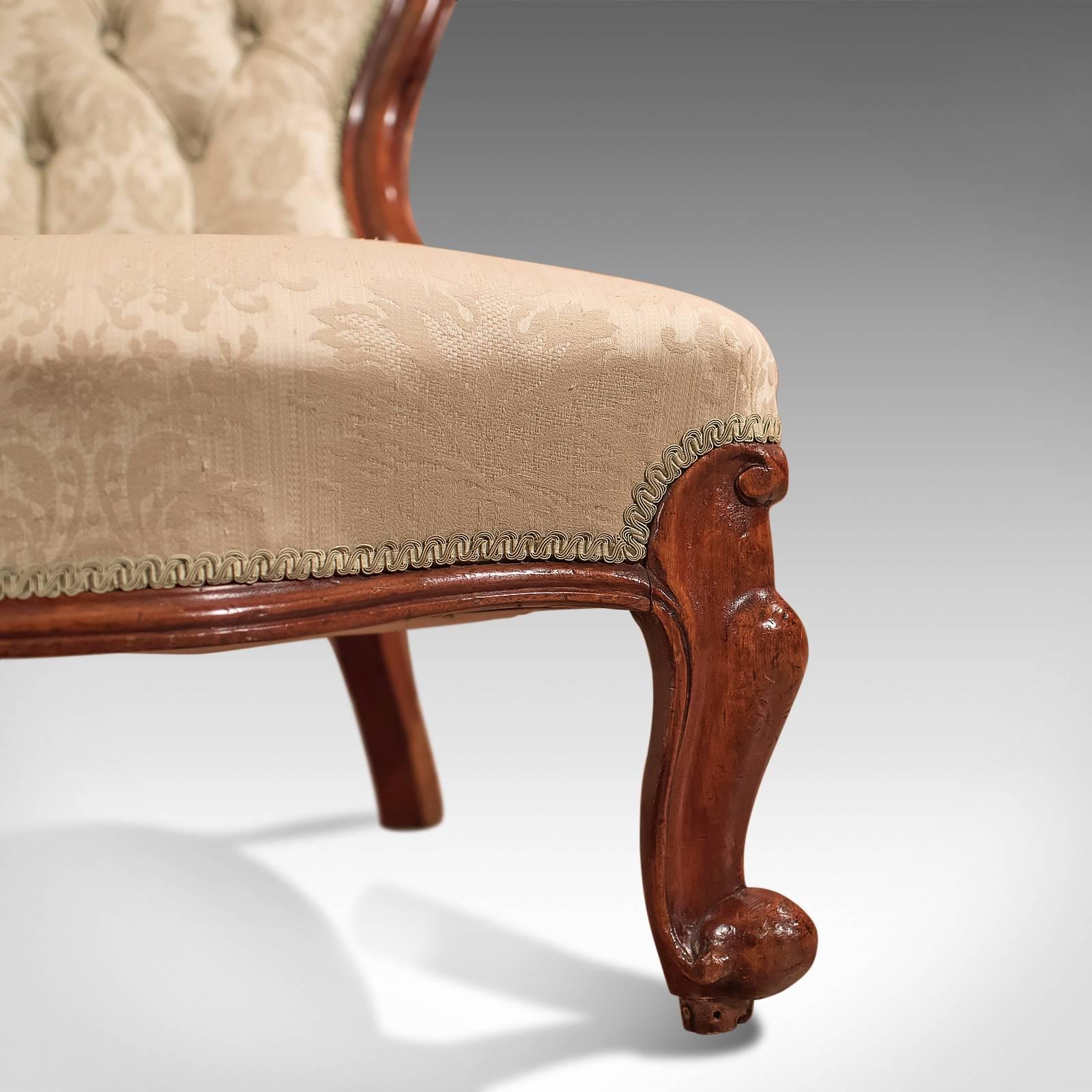 19th Century Antique Salon Chair, Victorian Button Back, circa 1840 3