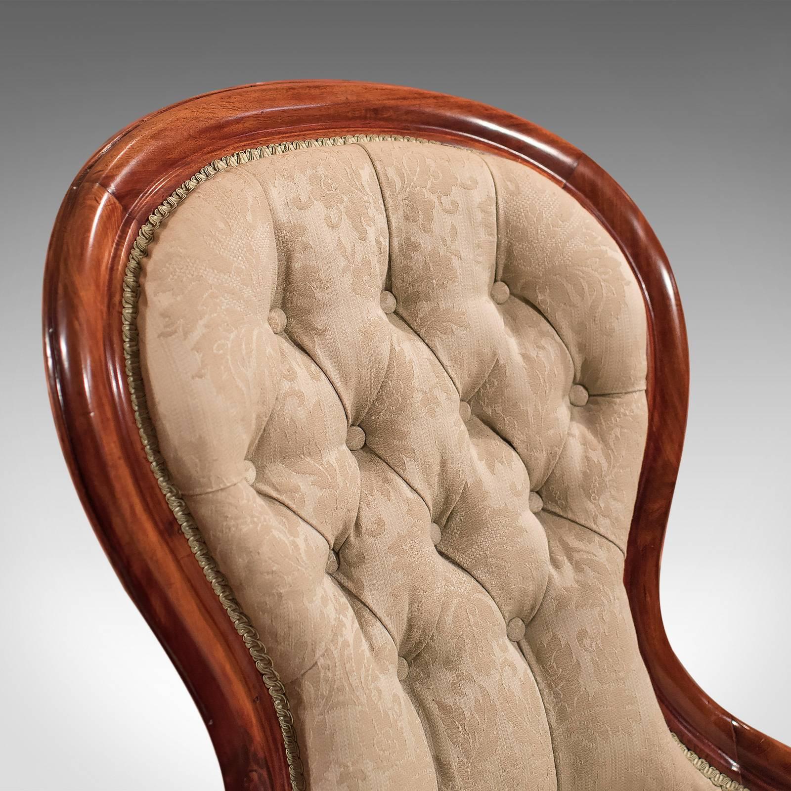 19th Century Antique Salon Chair, Victorian Button Back, circa 1840 In Good Condition In Hele, Devon, GB
