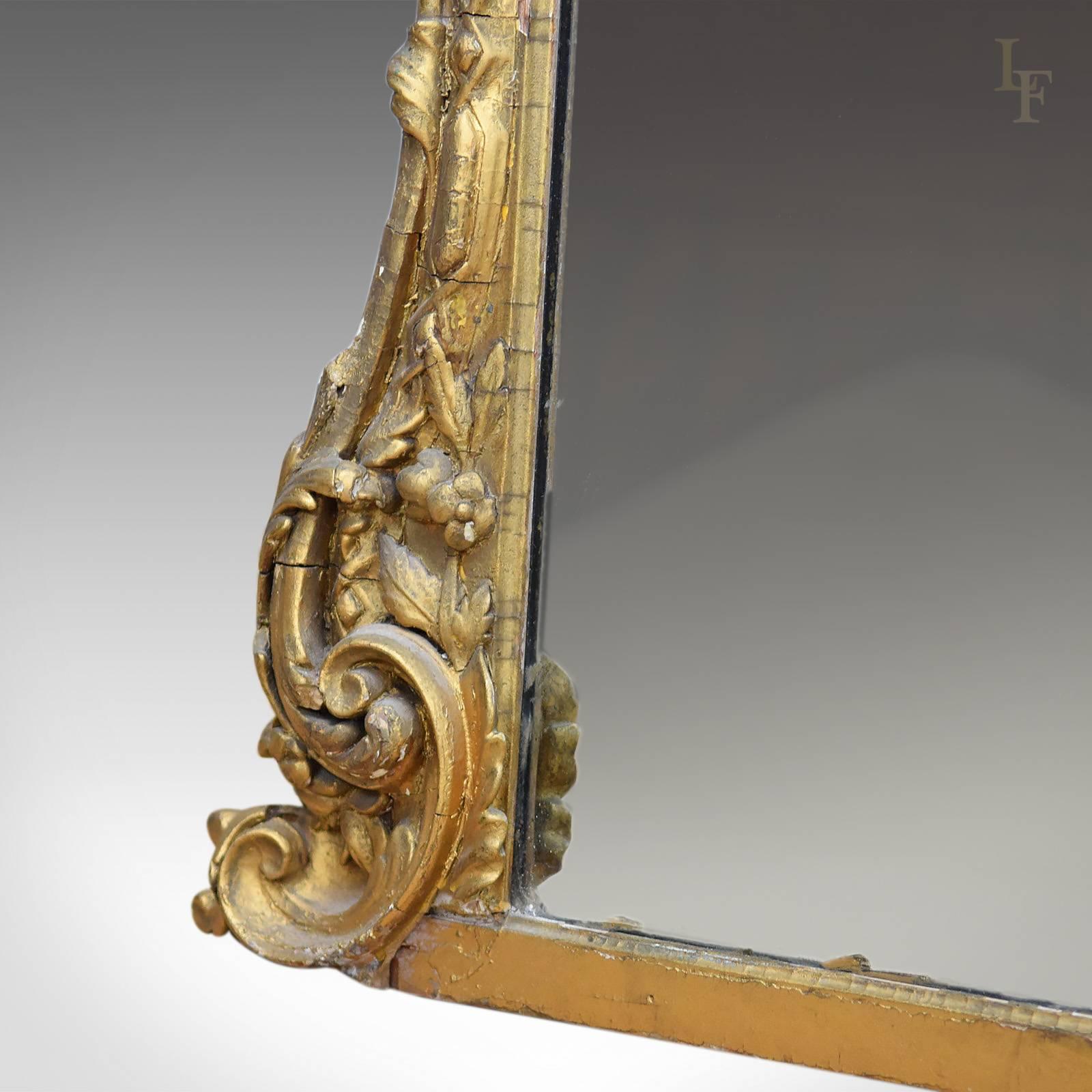 19th Century Antique Overmantel Mirror, Large, Victorian, Wall In Good Condition In Hele, Devon, GB
