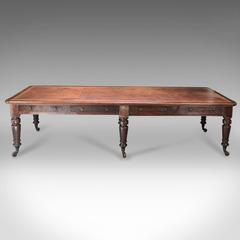 19th Century Large Antique Library Table, Victorian Boardroom