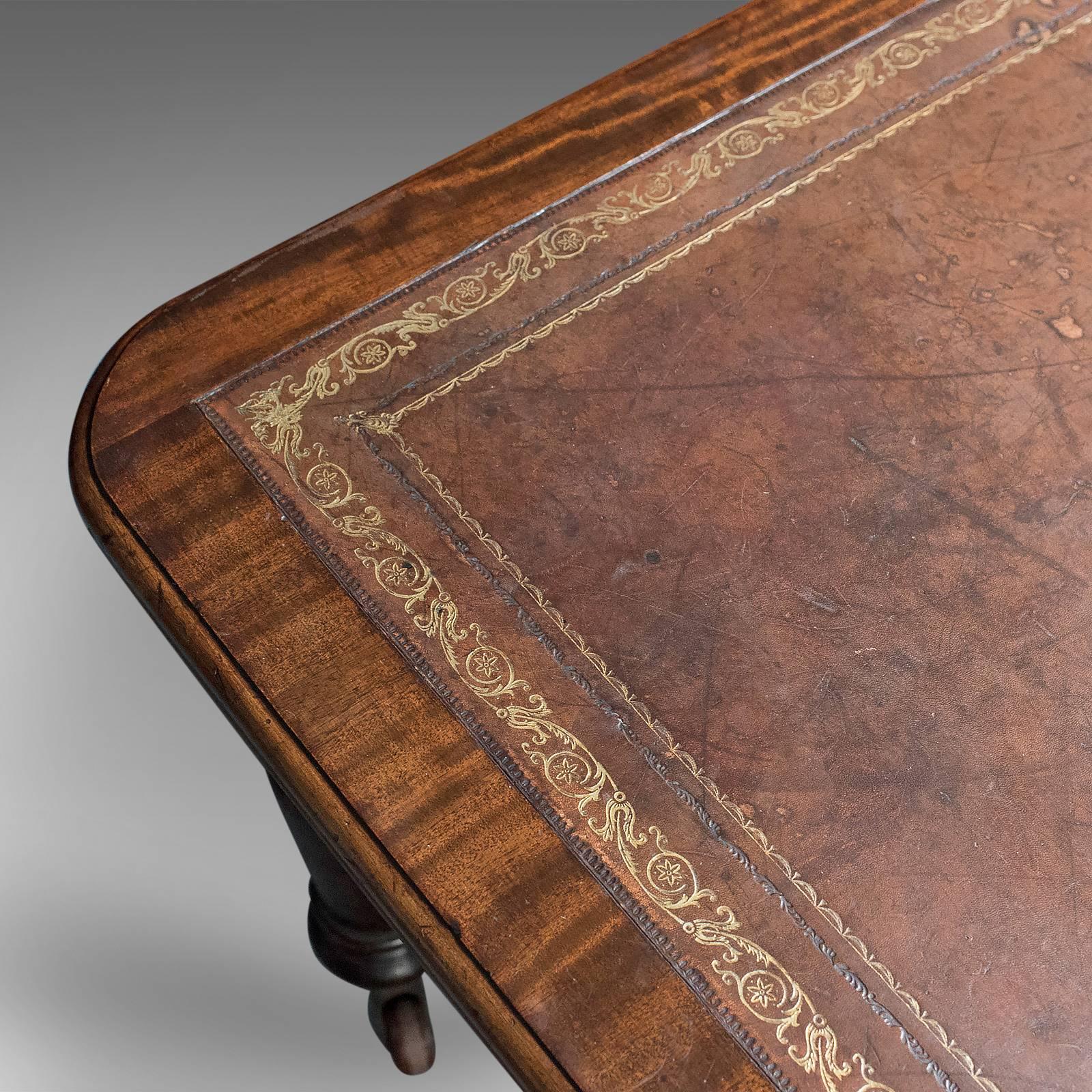 Embossed 19th Century Large Antique Library Table, Victorian Boardroom