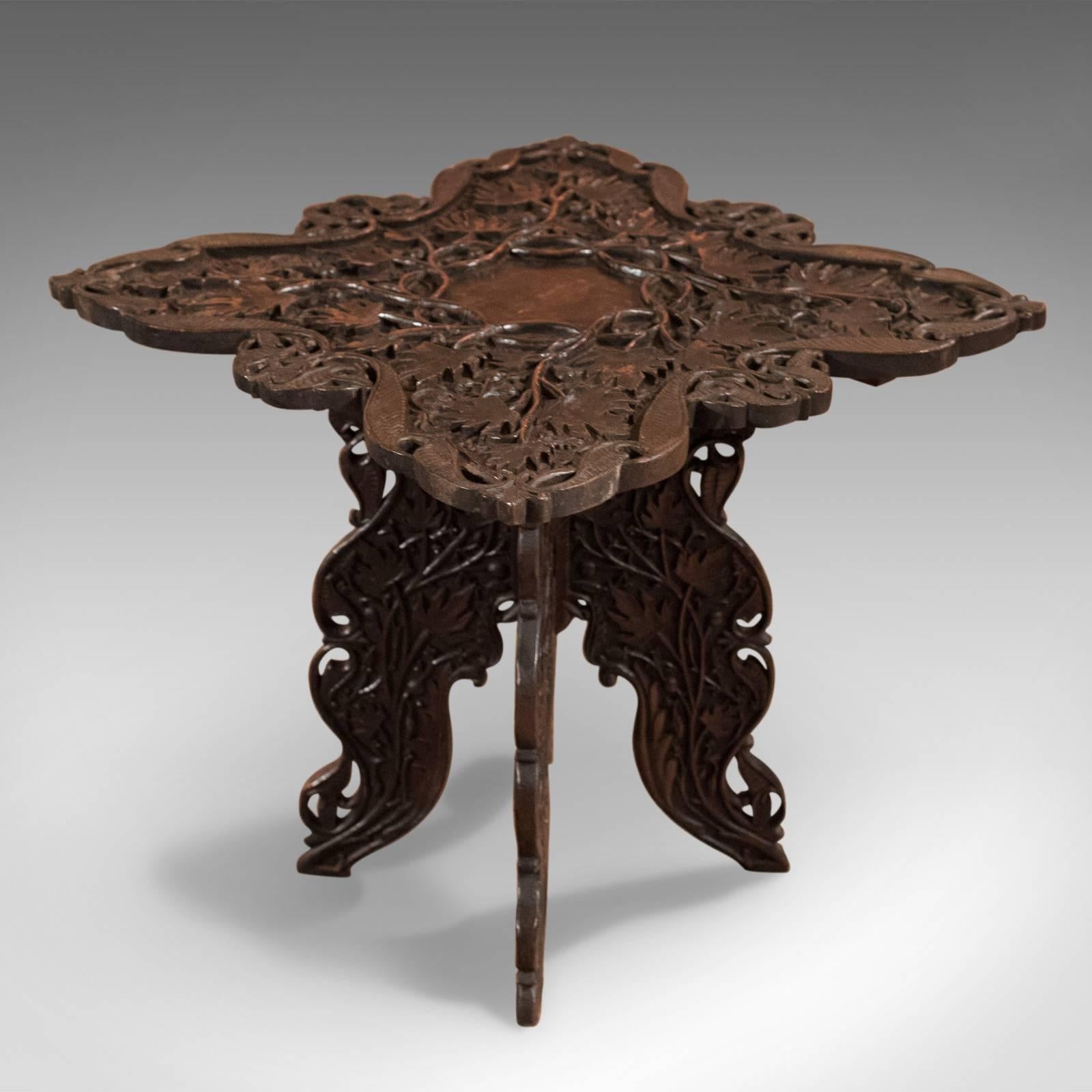 Teak Antique Campaign Side Table, Anglo-Indian, circa 1900