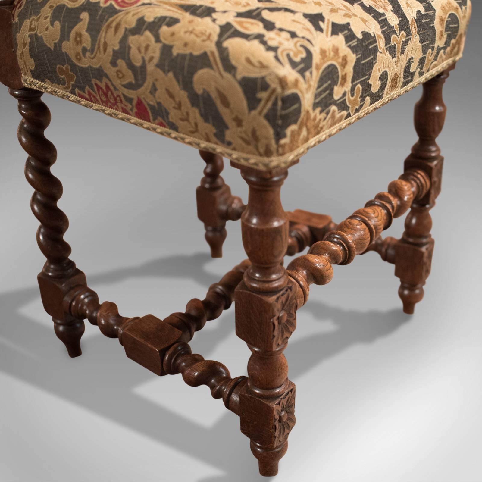 19th Century Pair of Antique Hall Chairs, Victorian, Oak Needlepoint, circa 1870 4