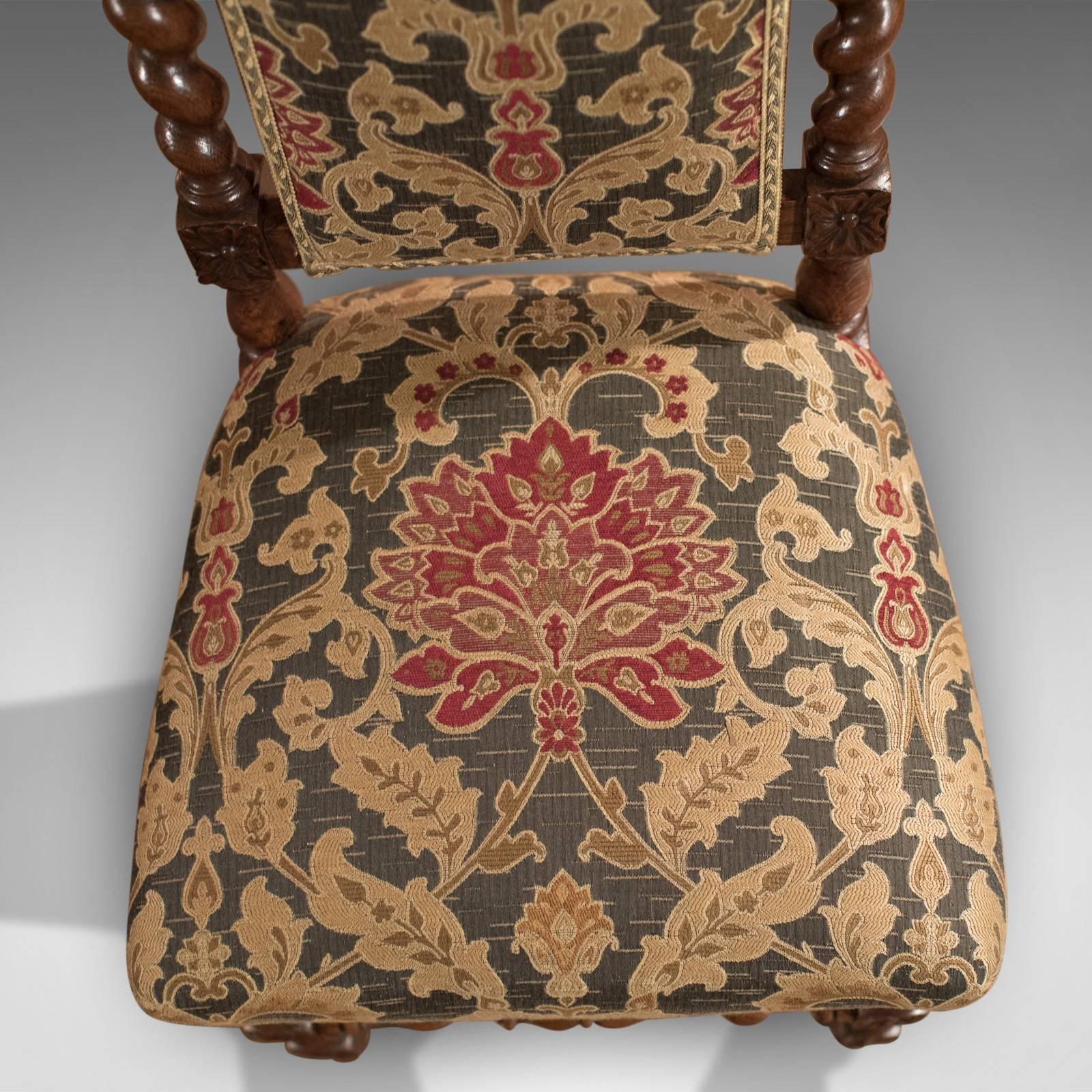 19th Century Pair of Antique Hall Chairs, Victorian, Oak Needlepoint, circa 1870 3