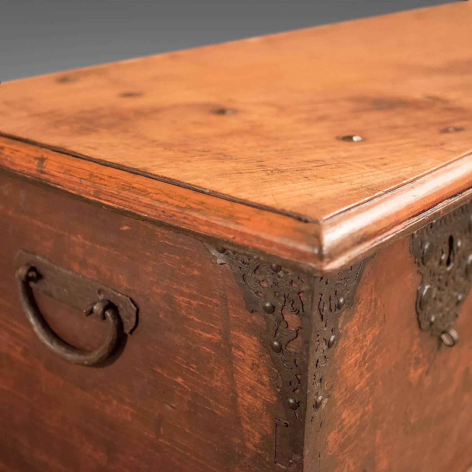 Antique Chest, Colonial Hardwood Trunk, Early 19th Century 1