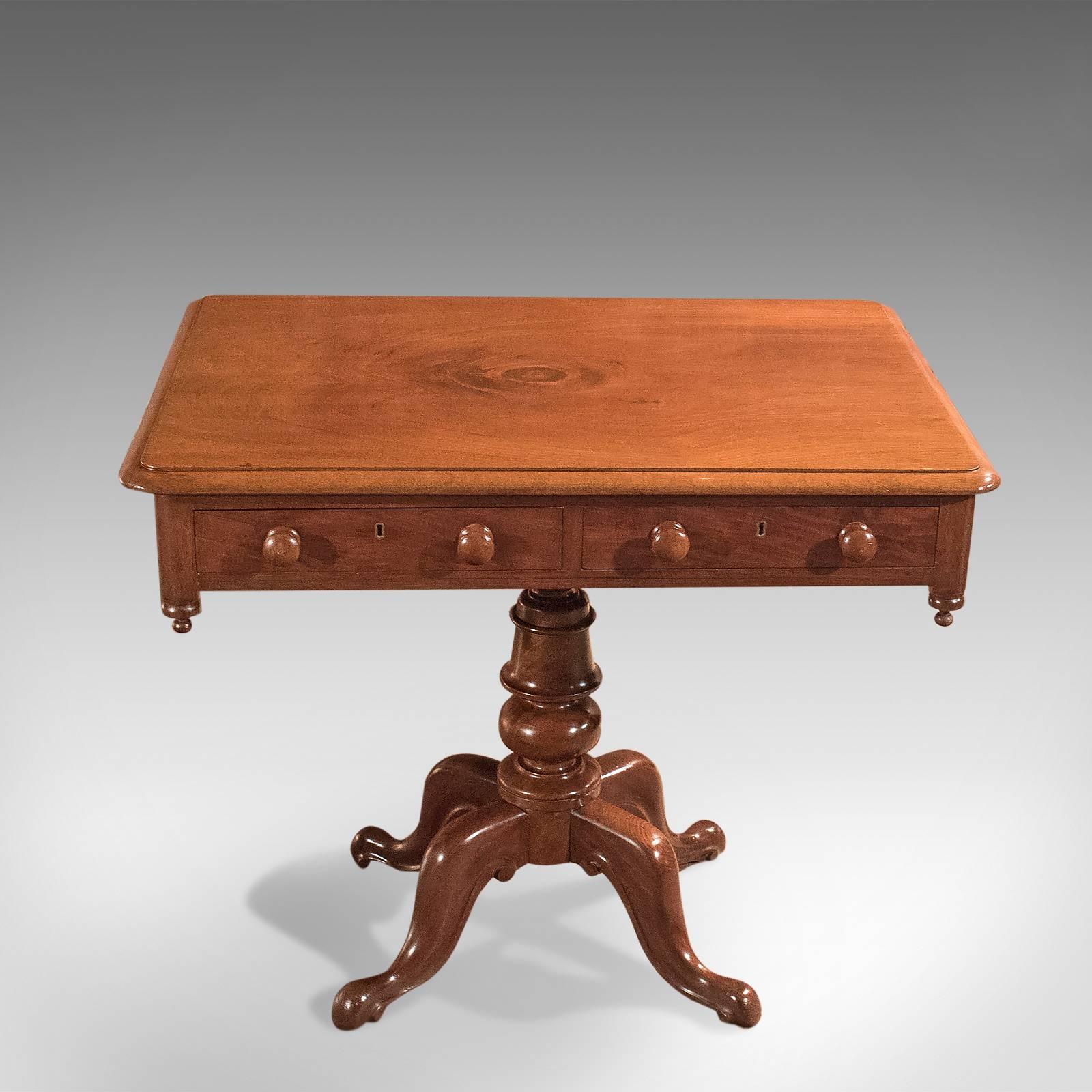 British 19th Century Antique Side Table, English Victorian Mahogany, circa 1880
