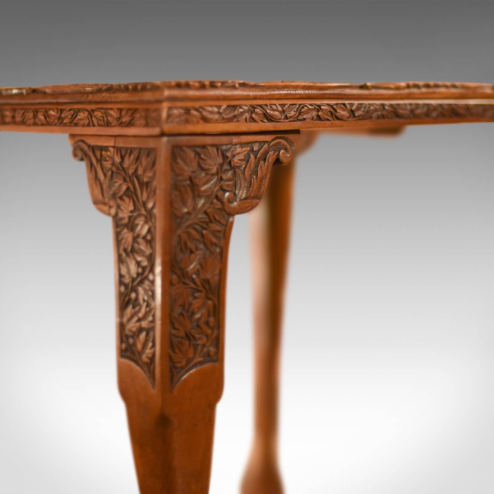 Hardwood 19th Century Victorian Carved Indian Antique Tea Table