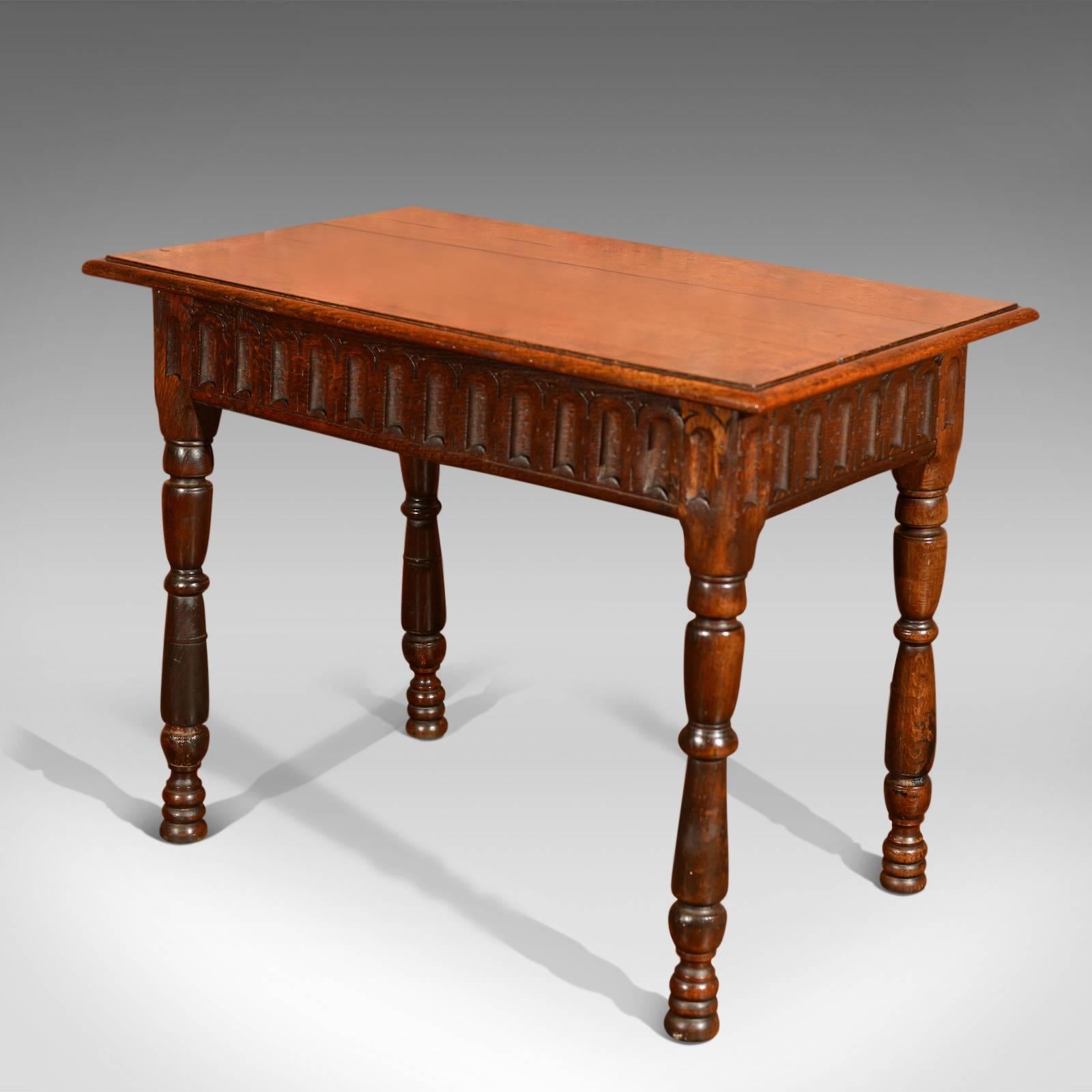 19th Century Victorian Oak Antique Side Table, circa 1860
