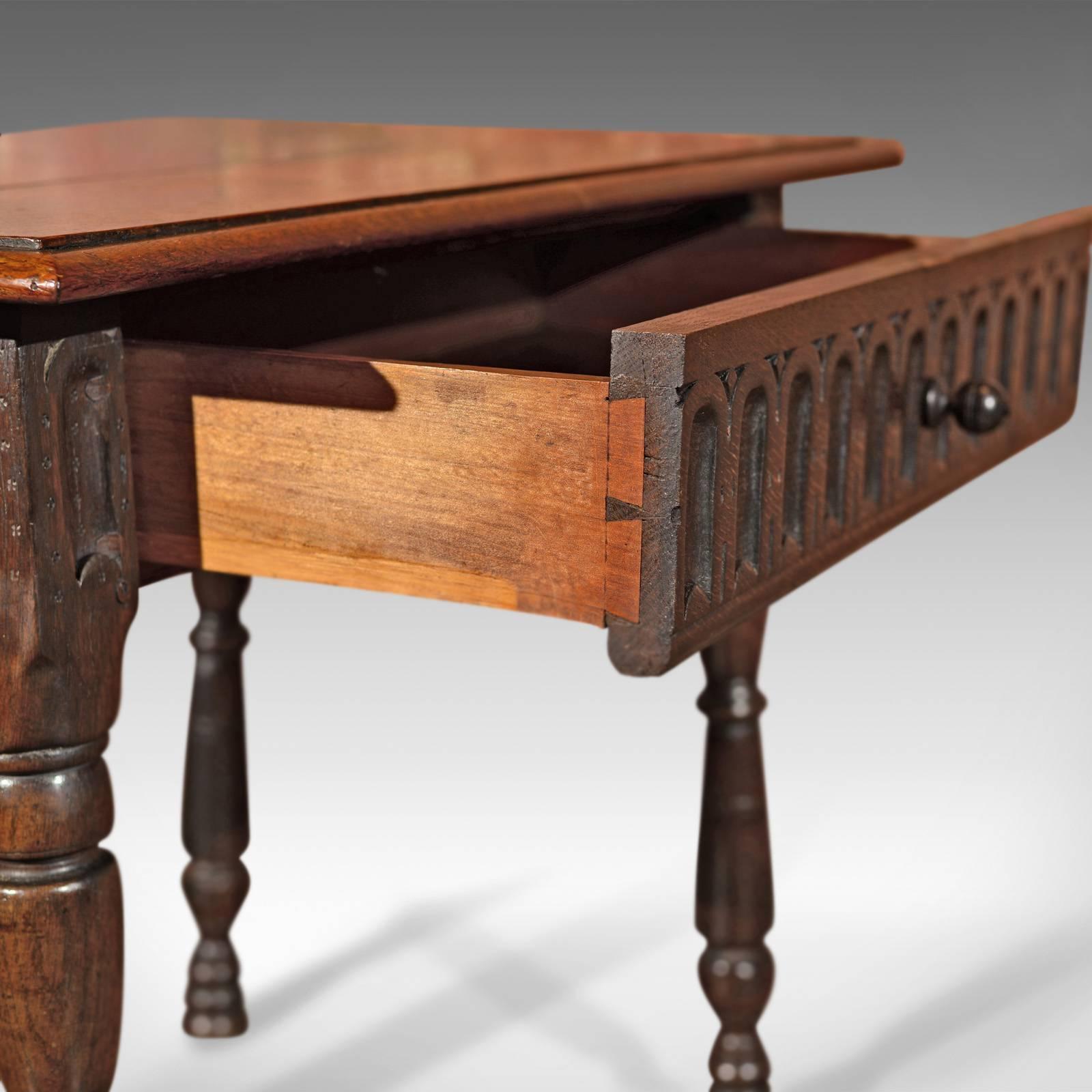 Victorian Oak Antique Side Table, circa 1860 3