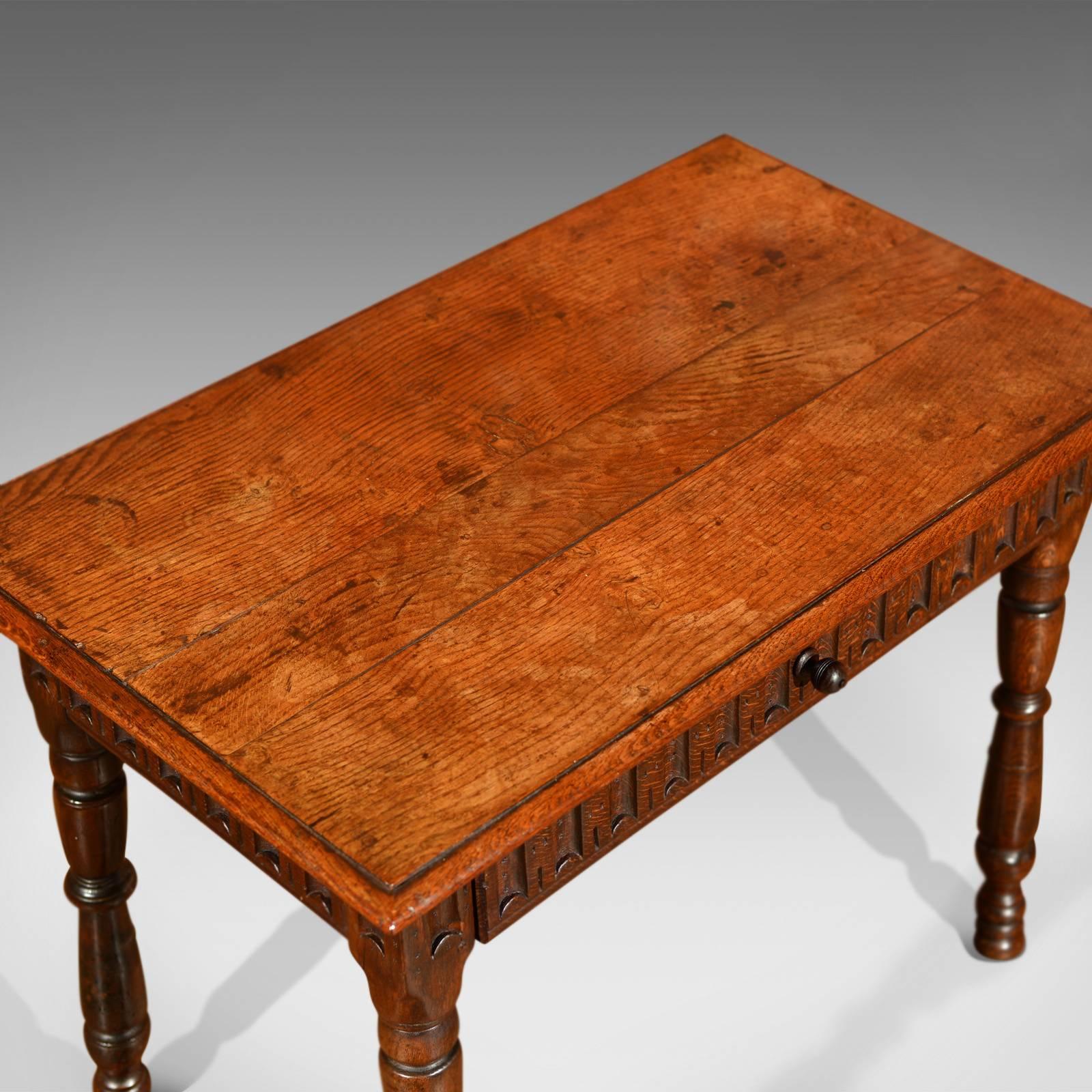 Victorian Oak Antique Side Table, circa 1860 1