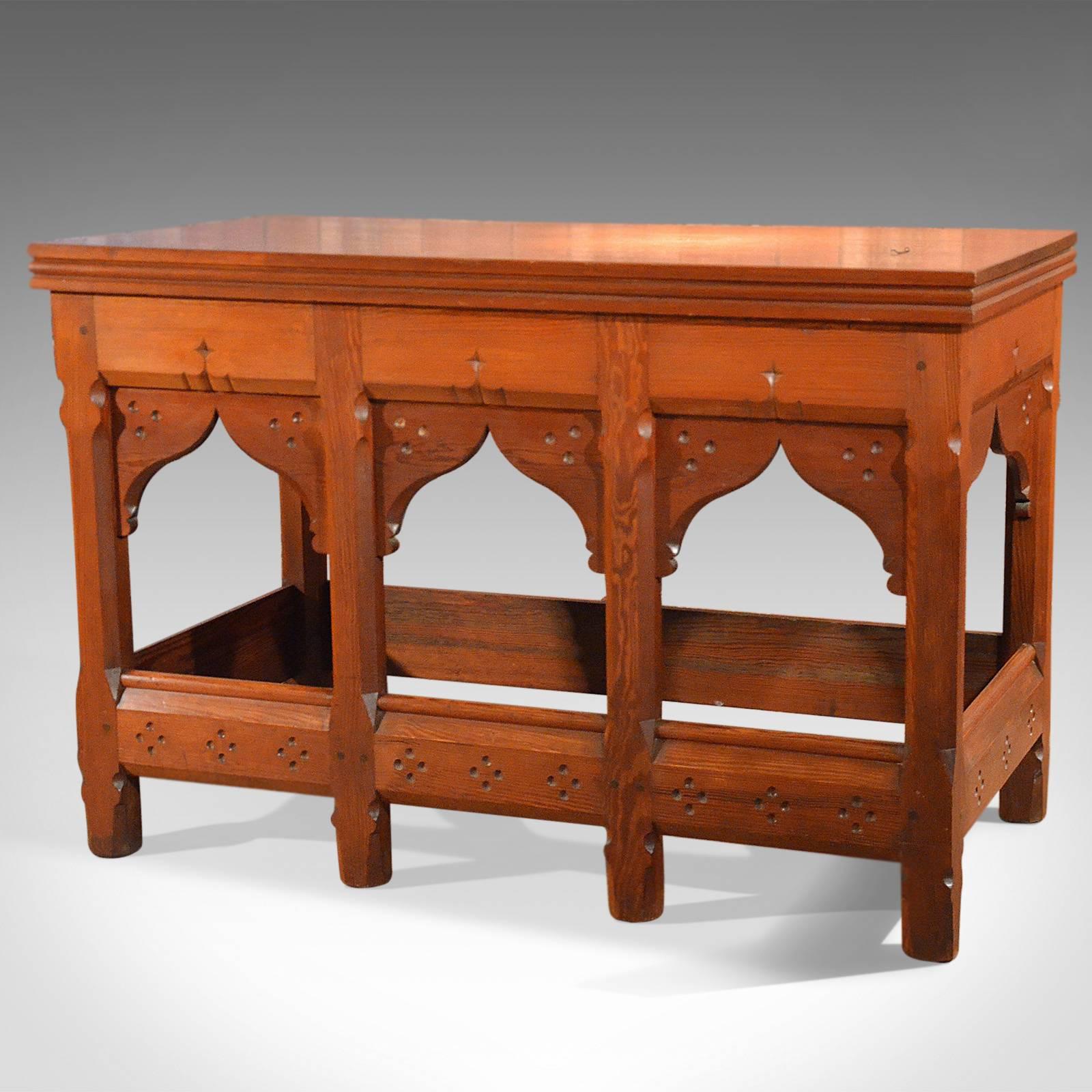 Pine Arts and Crafts Antique Serving Table, circa 1880