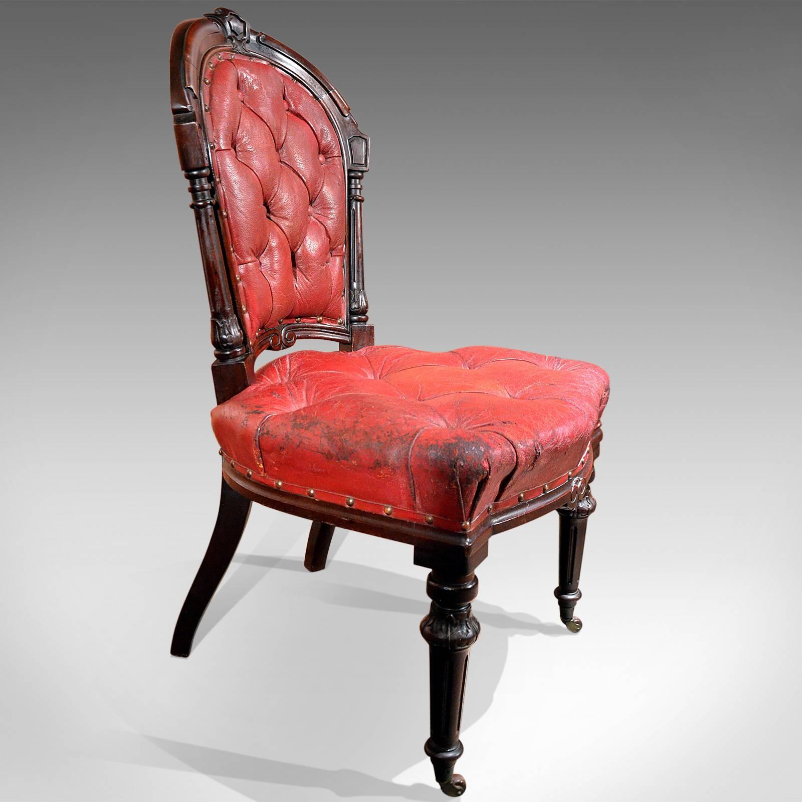 British Regency Red Leather Antique Library Chair, circa 1830
