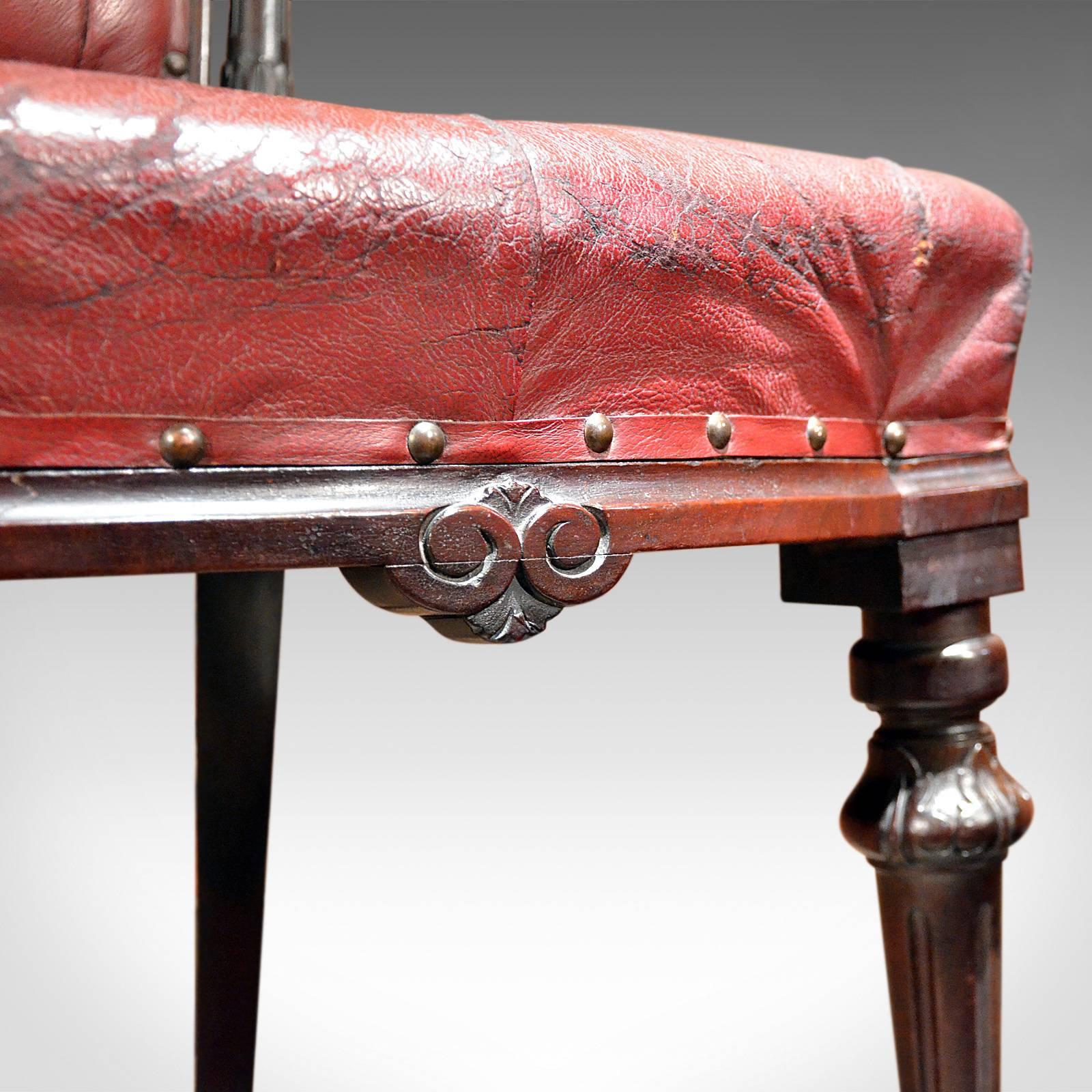 Regency Red Leather Antique Library Chair, circa 1830 3