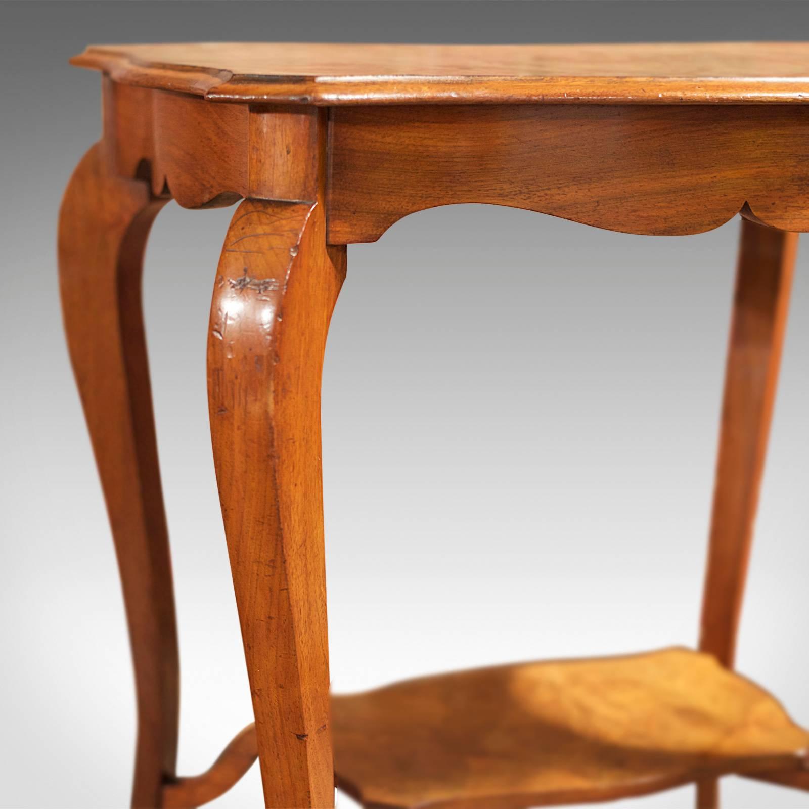 Great Britain (UK) Antique English Burr Walnut Two-Tier Side Table, circa 1900