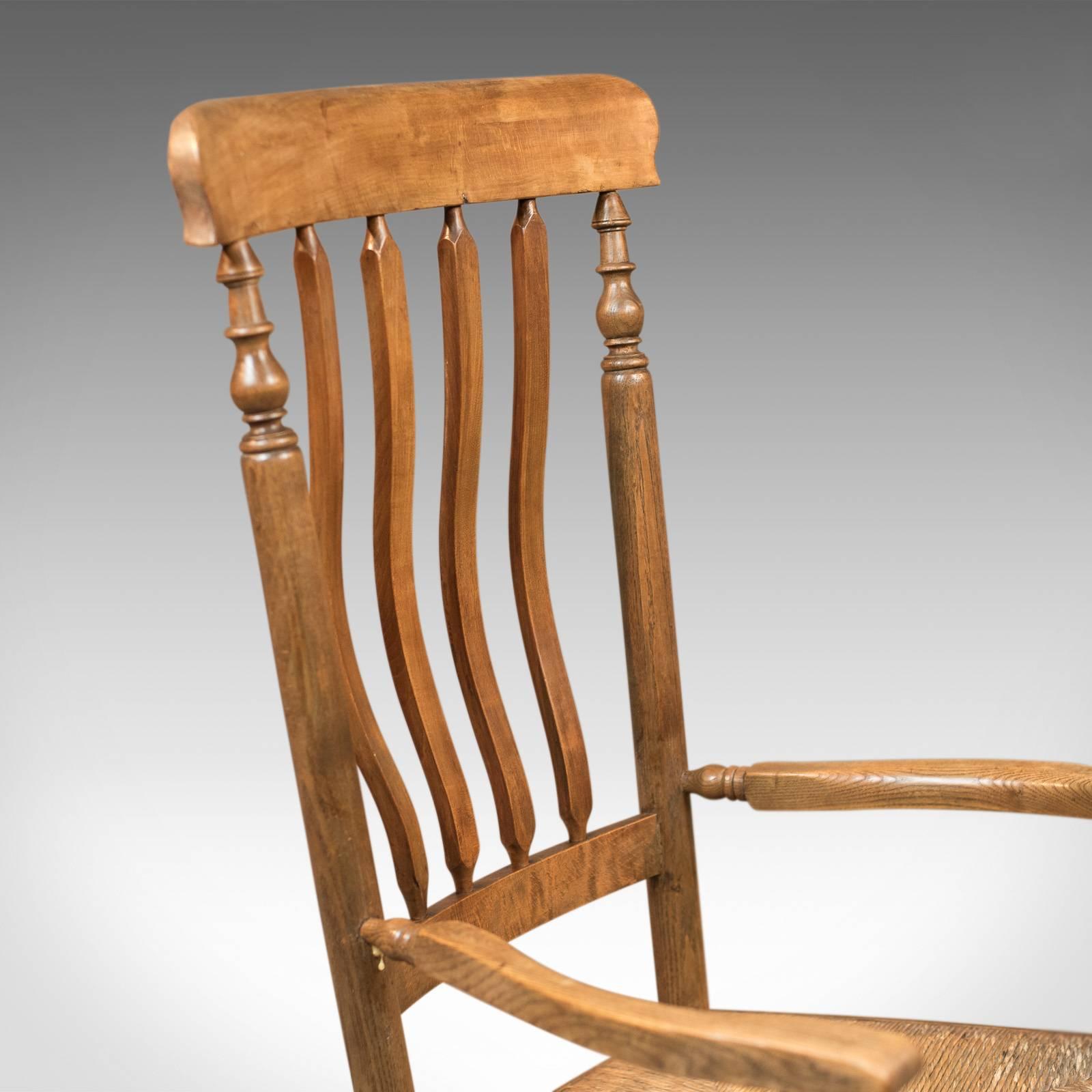 Rush Antique Rocking Chair, Georgian Oak and Ash