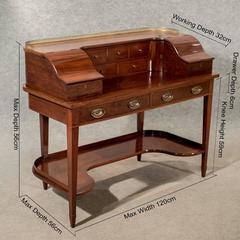 Antique Writing Desk Bureau Victorian Mahogany Quality Bon Heur Du Jour