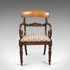 Antique Scroll Armchair, Regency Mahogany, circa 1830