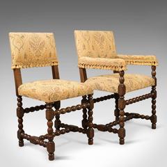 Set of Six Antique Dining Chairs, Edwardian Jacobean Revival