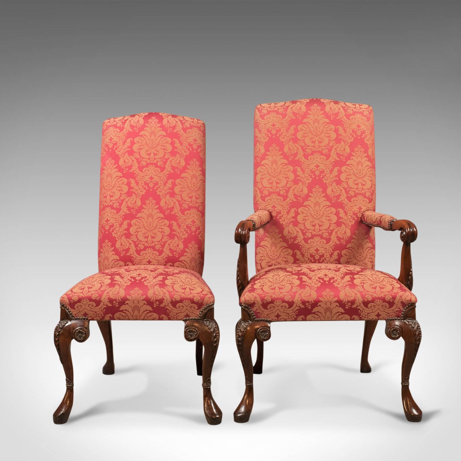 Georgian Set of Ten Upholstered Dining Chairs in Early 18th Century Manner, 20th Century