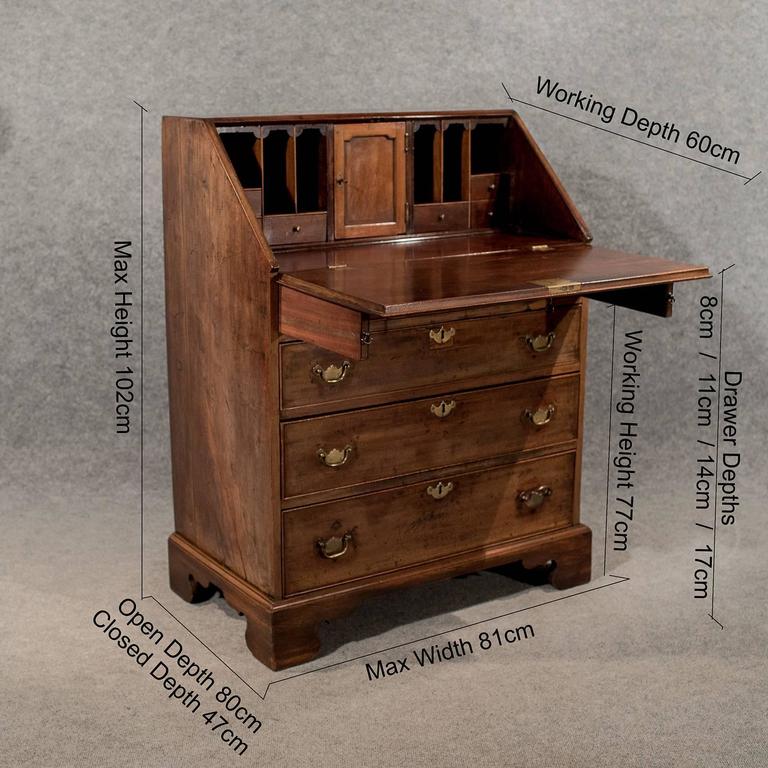 Antique Writing Desk Bureau Chest English Georgian Mahogany