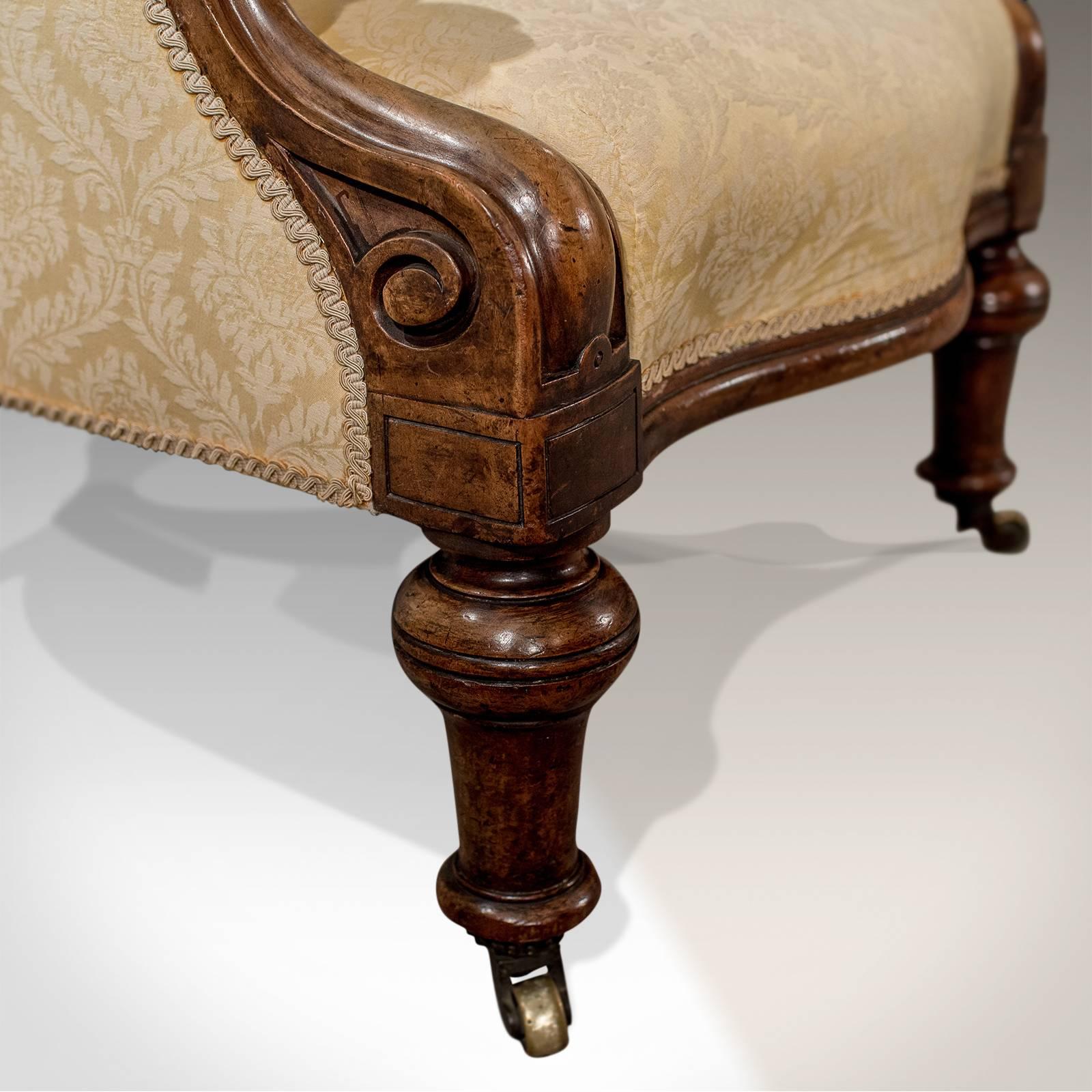 Mid-19th Century Walnut Armchair Gentlemen's Club Lounge Chair English Victorian, circa 1860