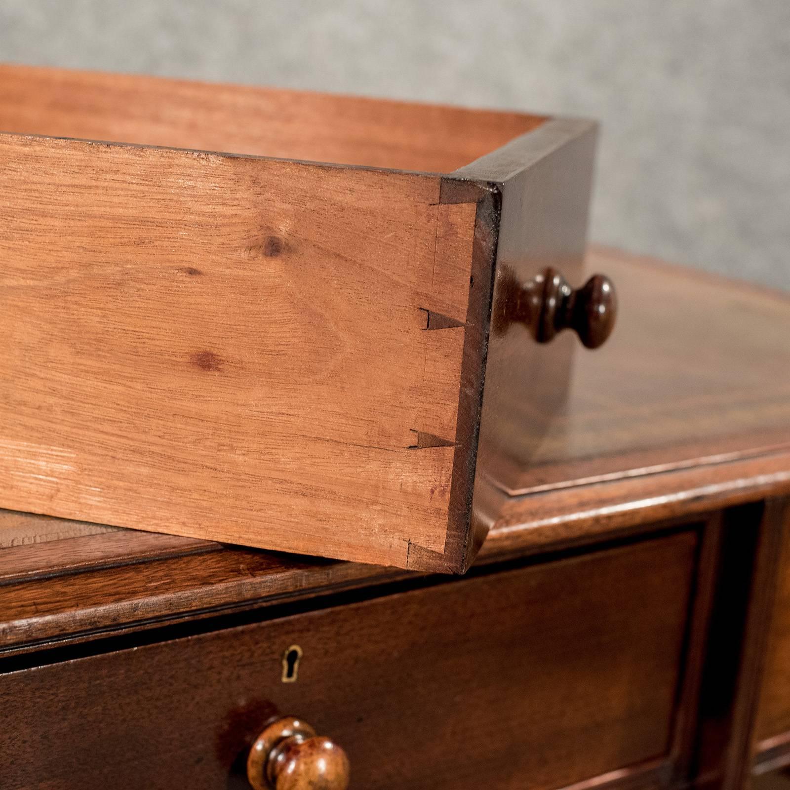 Antique Writing Study Pedestal Desk Leather Top Victorian Mahogany, circa 1890 3