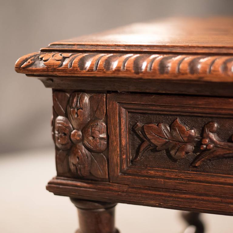 Antique Desk Library Writing Table Side Hall Victorian English Jacobean Antique Desk Library Writing Table Side Hall Victorian English Carved Oak For