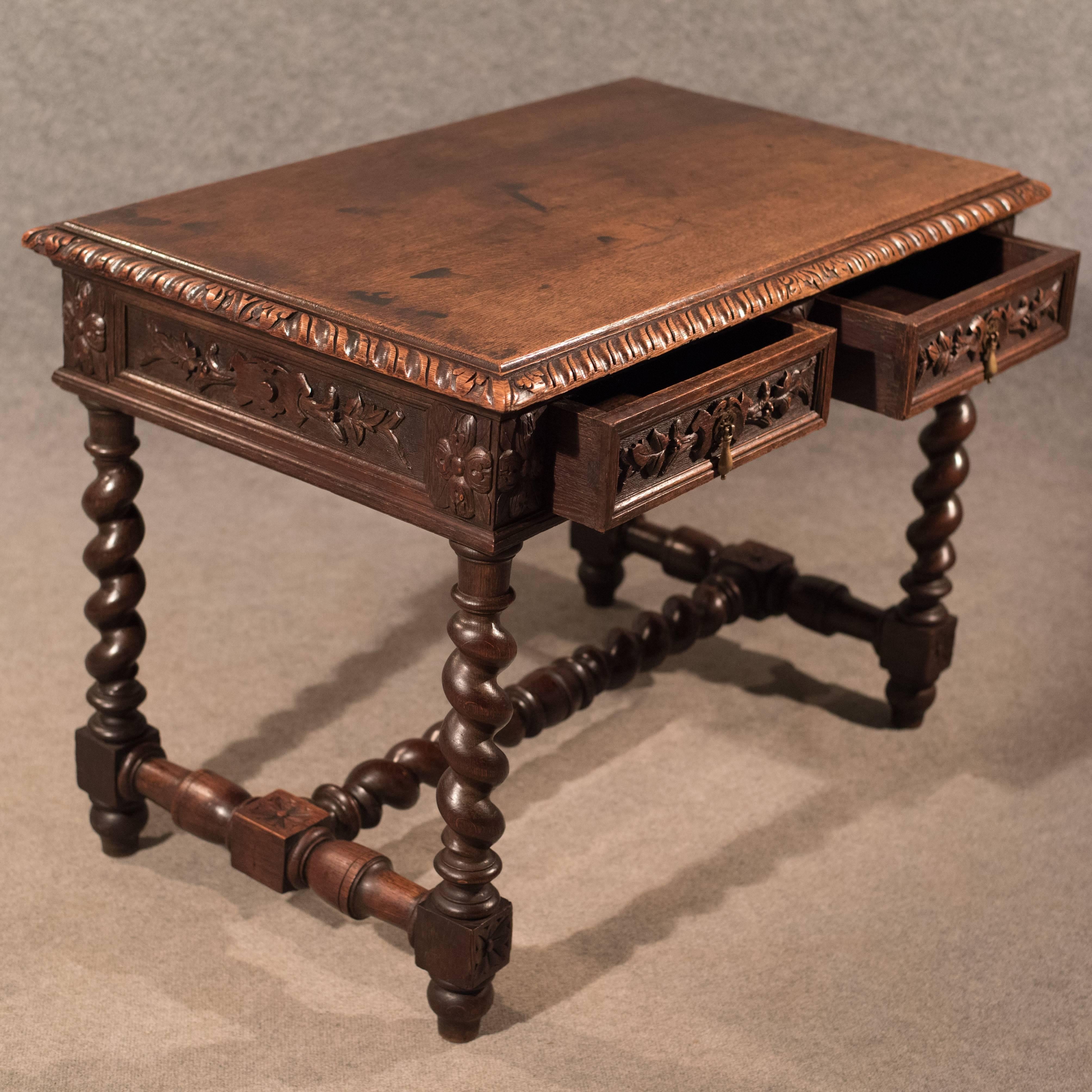 Great Britain (UK) Antique Desk Library Writing Table Side Hall Victorian English Carved Oak