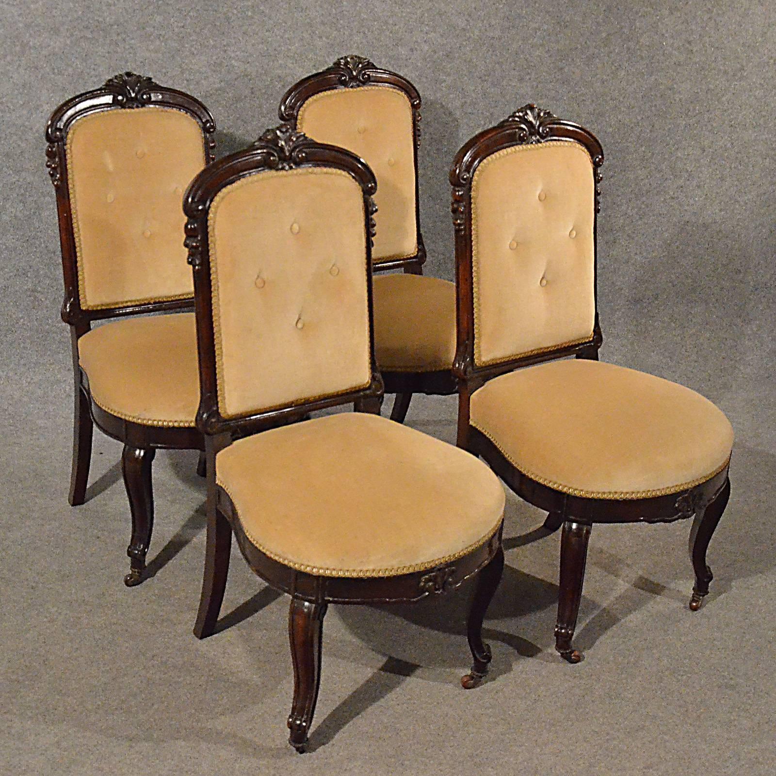 Antique Dining Chairs, Set of Four English Victorian Mahogany, circa 1890 1