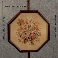 Antique Pole Screen Needlepoint Tapestry Stand Rosewood Regency, circa 1820