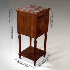 French Bedside Nightstand Pot Cupboard Fine Mahogany and Marble, circa 1900