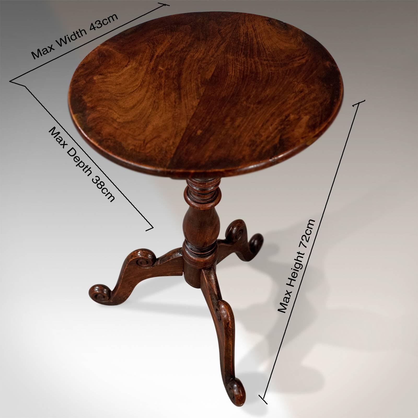 A most pleasing tripod wine table presented in good antique condition
Of Classic English late Georgian quality
Delightfully crafted in walnut
With elliptical top
Rising from scroll carved cabriole legs
Elegant turned stem
Attractive walnut
