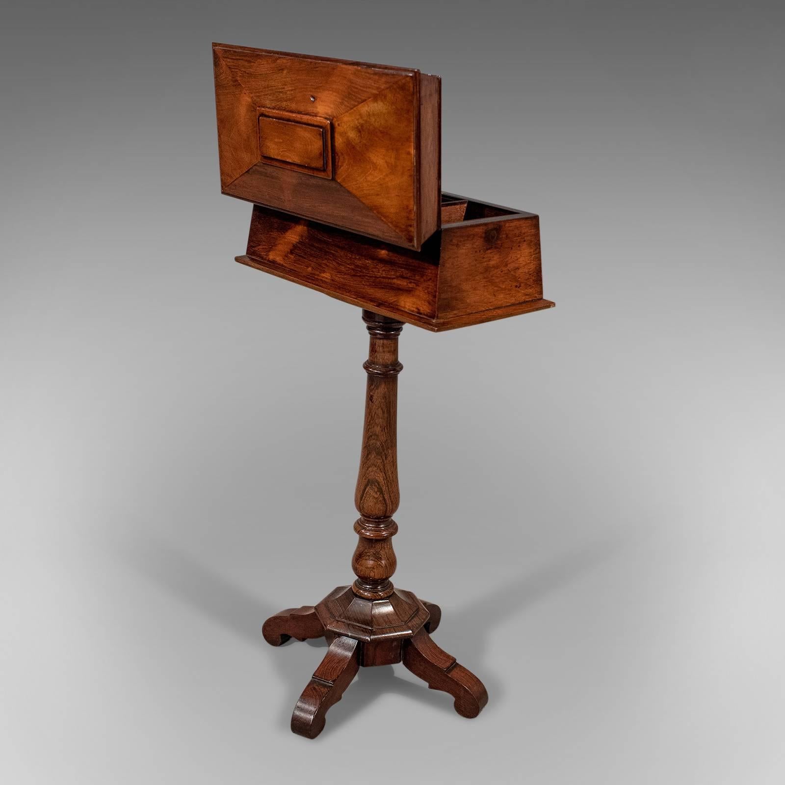 Great Britain (UK) Antique English Regency Tea Poy Caddy on Stand Fine Rosewood, circa 1820