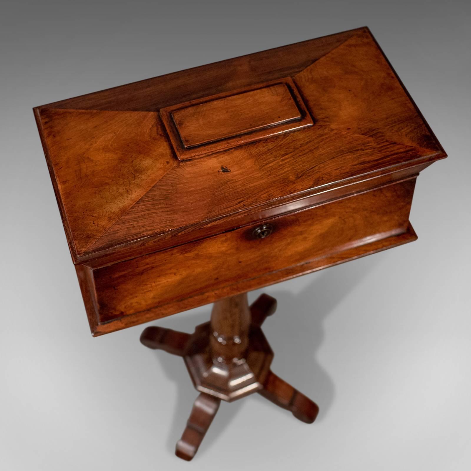 Early 19th Century Antique English Regency Tea Poy Caddy on Stand Fine Rosewood, circa 1820