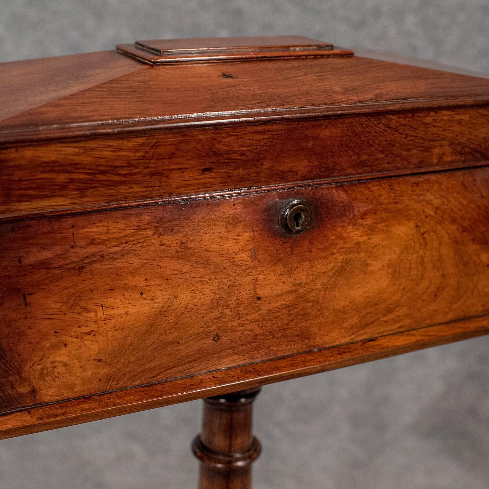 Antique English Regency Tea Poy Caddy on Stand Fine Rosewood, circa 1820 5