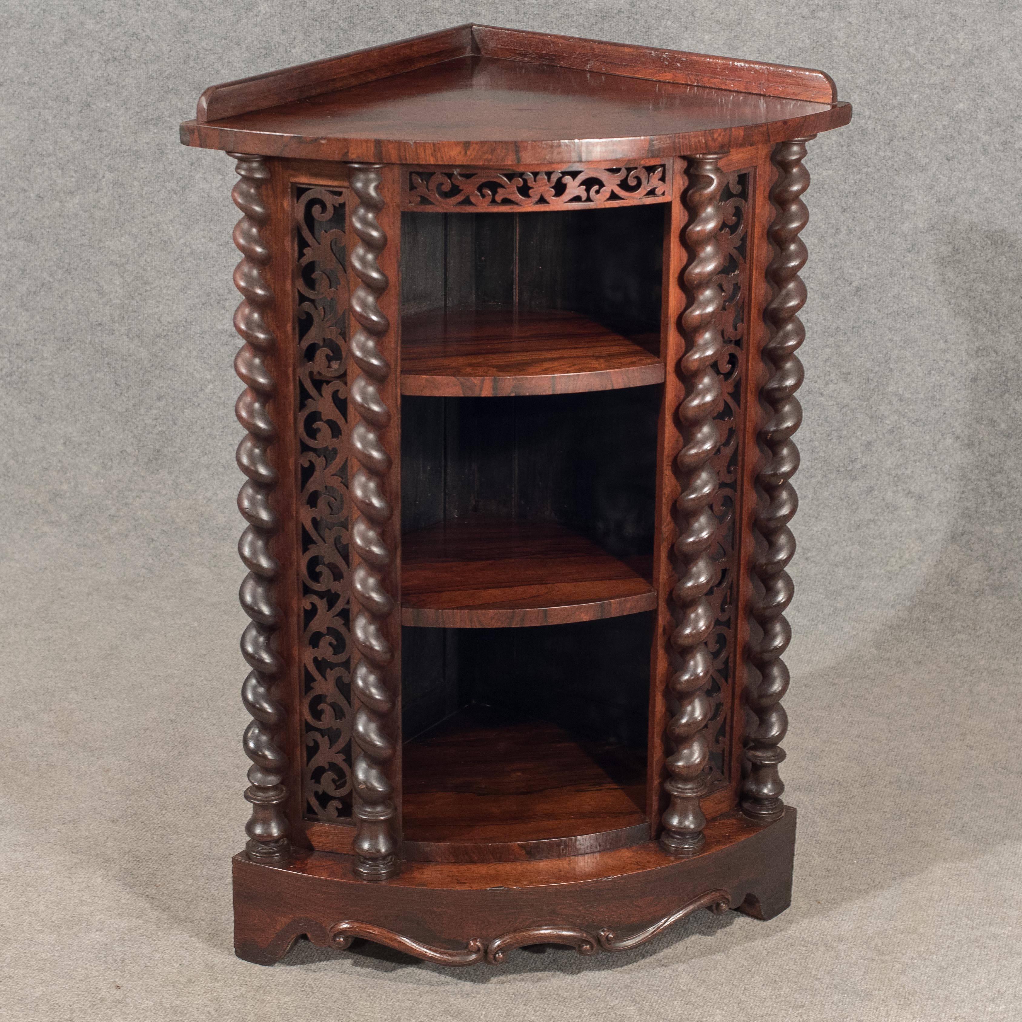 Corner Whatnot Display Cabinet in Fine Rosewood English Victorian, circa 1850 3