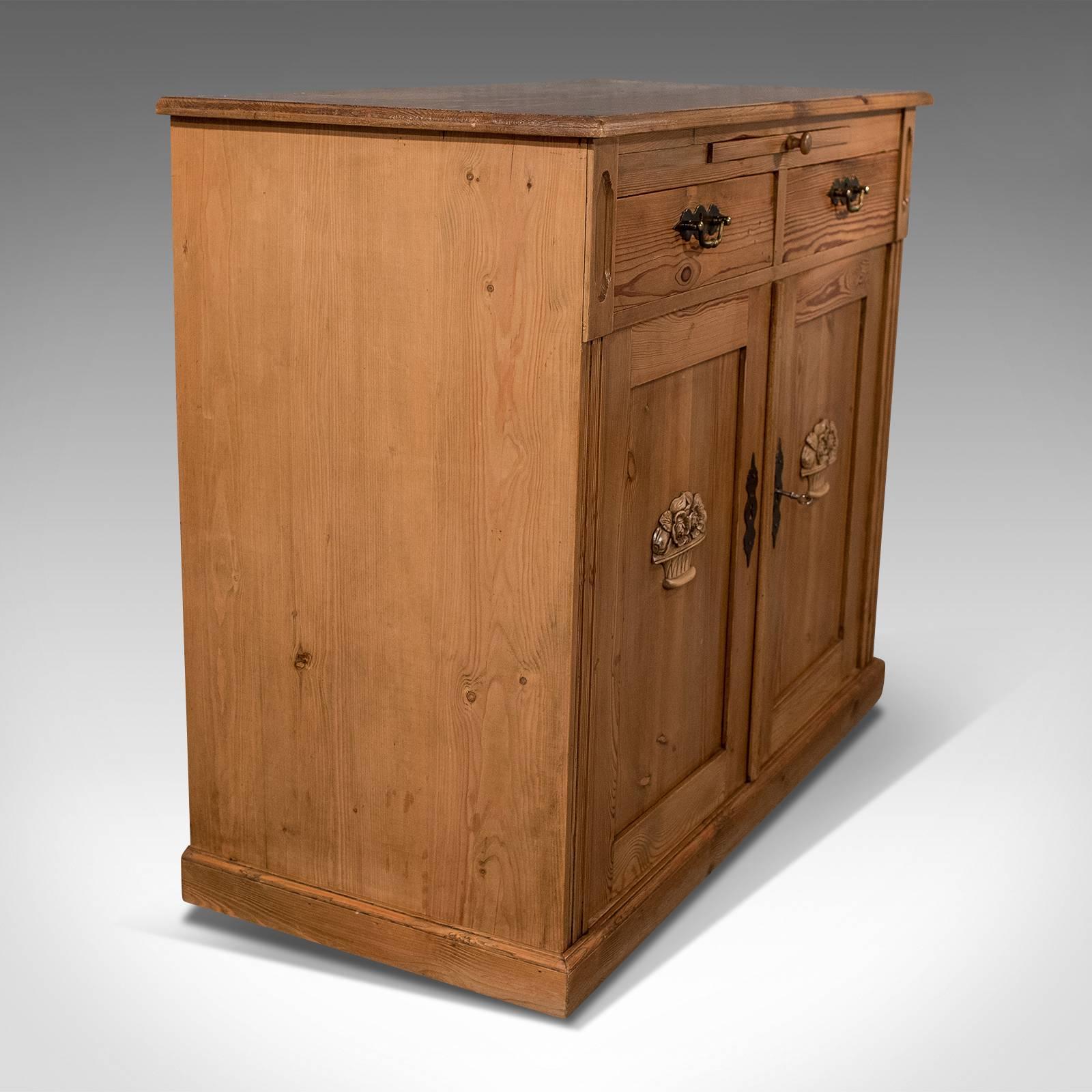 Antique French Pine Cabinet Cupboard, with Desk Slide, circa 1900 1