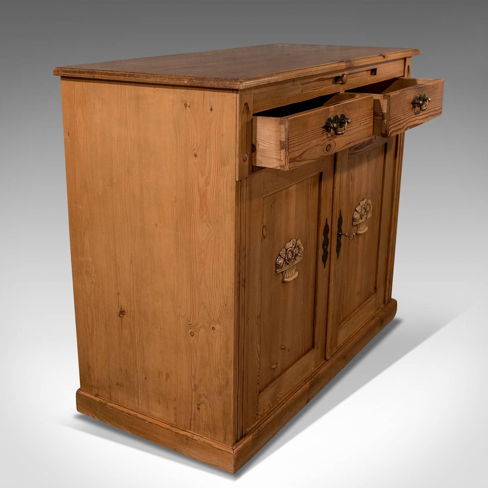 Great Britain (UK) Antique French Pine Cabinet Cupboard, with Desk Slide, circa 1900