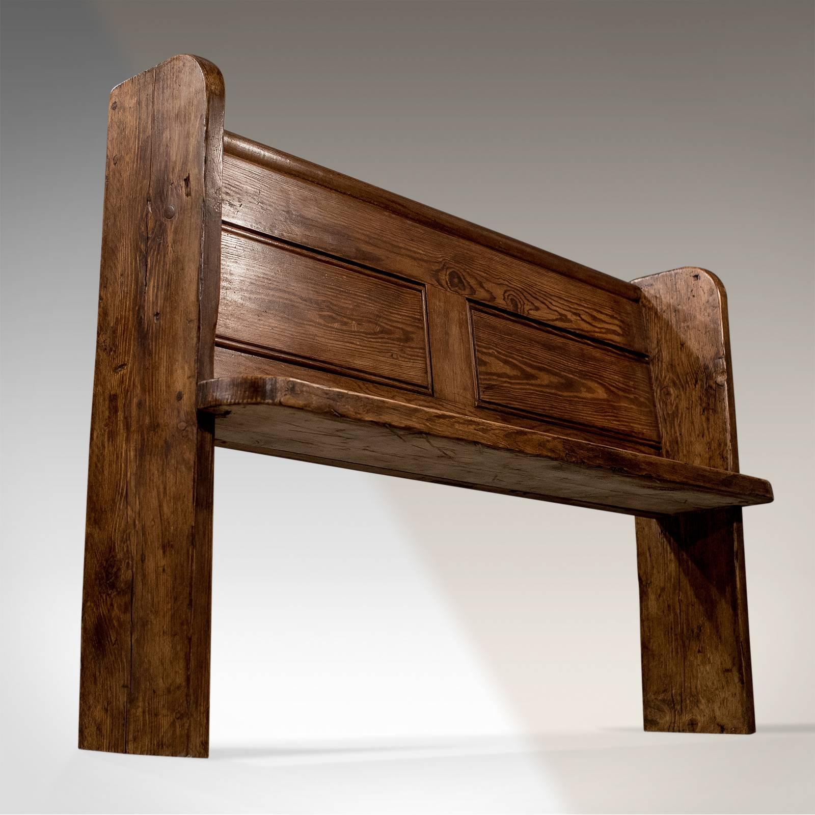 Victorian Antique Country Pine Pew Bench, circa 1900