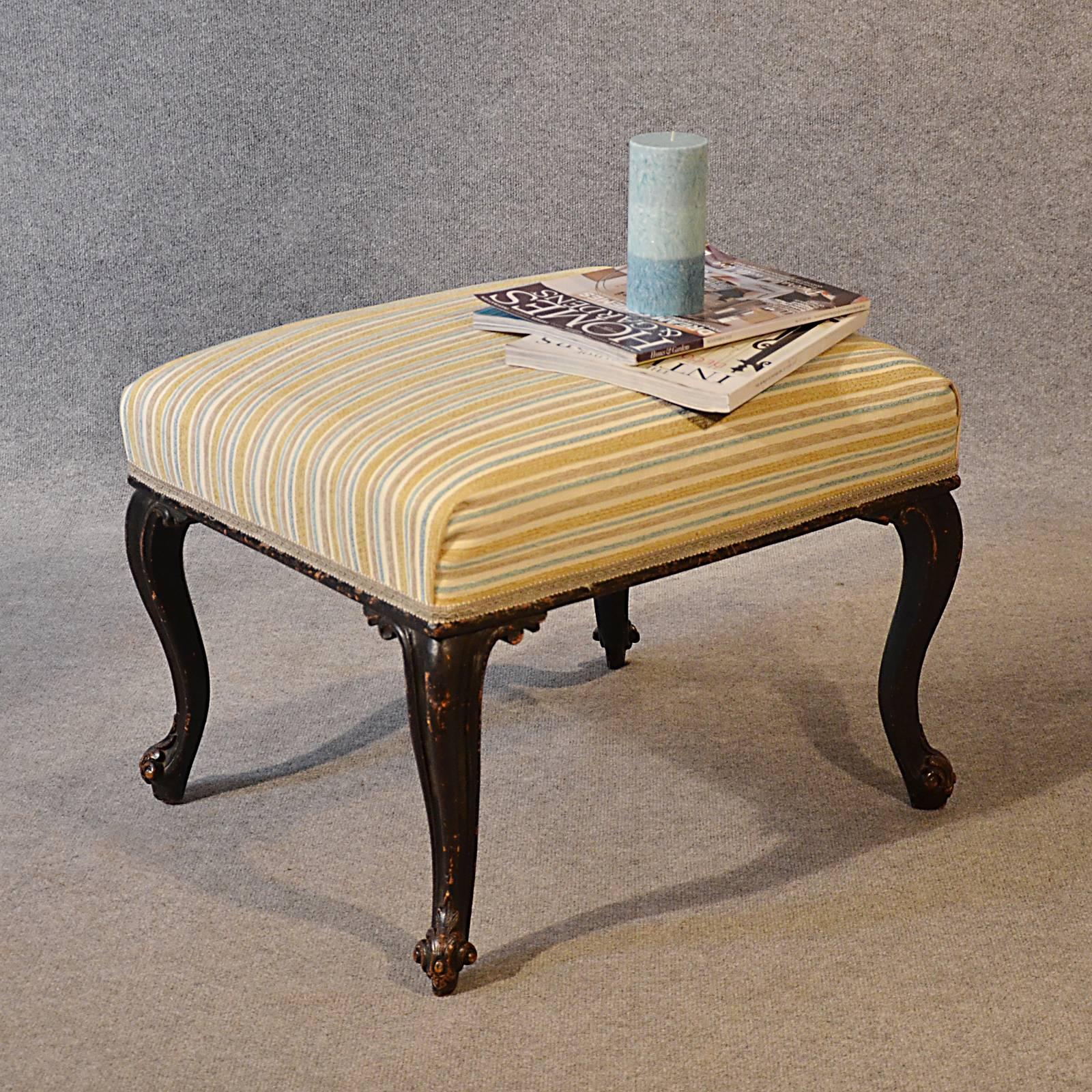 This lovely cabriole legged English Victorian dressing stool is presented in very good condition with solid frame and joints.
Standing upon wonderfully shaped moulded tall cabriole legs and offering a useful 48cm (18.9