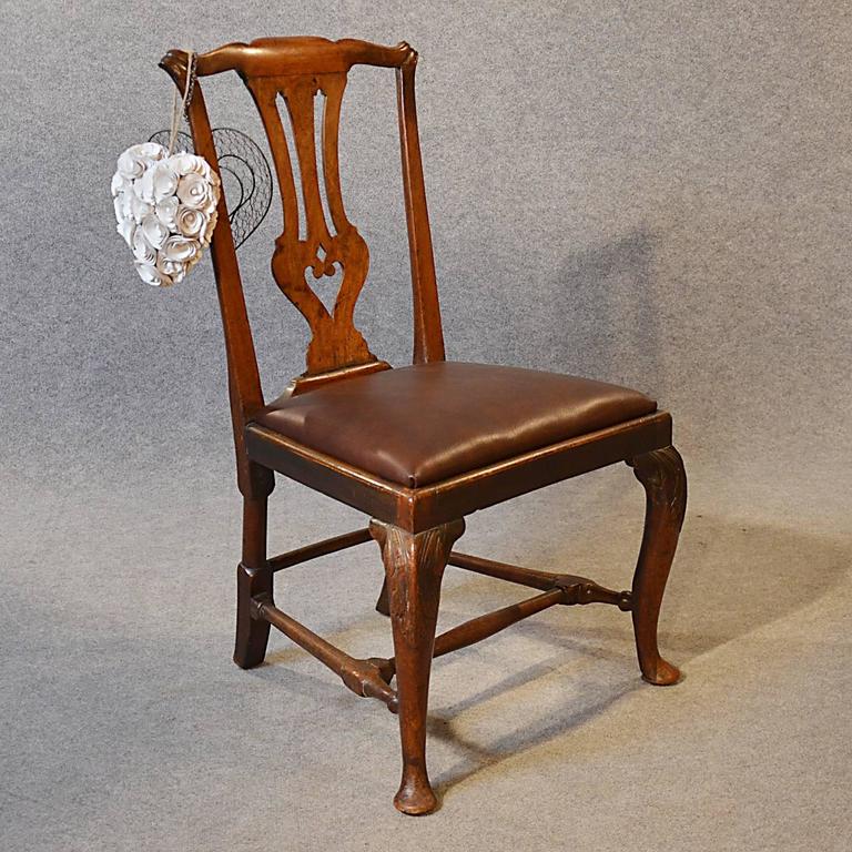 Antique Chair Dining Side Fine English Leather And Mahogany Pre His attractive George ll period English side dining chair offers Classic pre-Chippendale style and - Antique Chair Dining Side Fine English Leather And Mahogany Pre