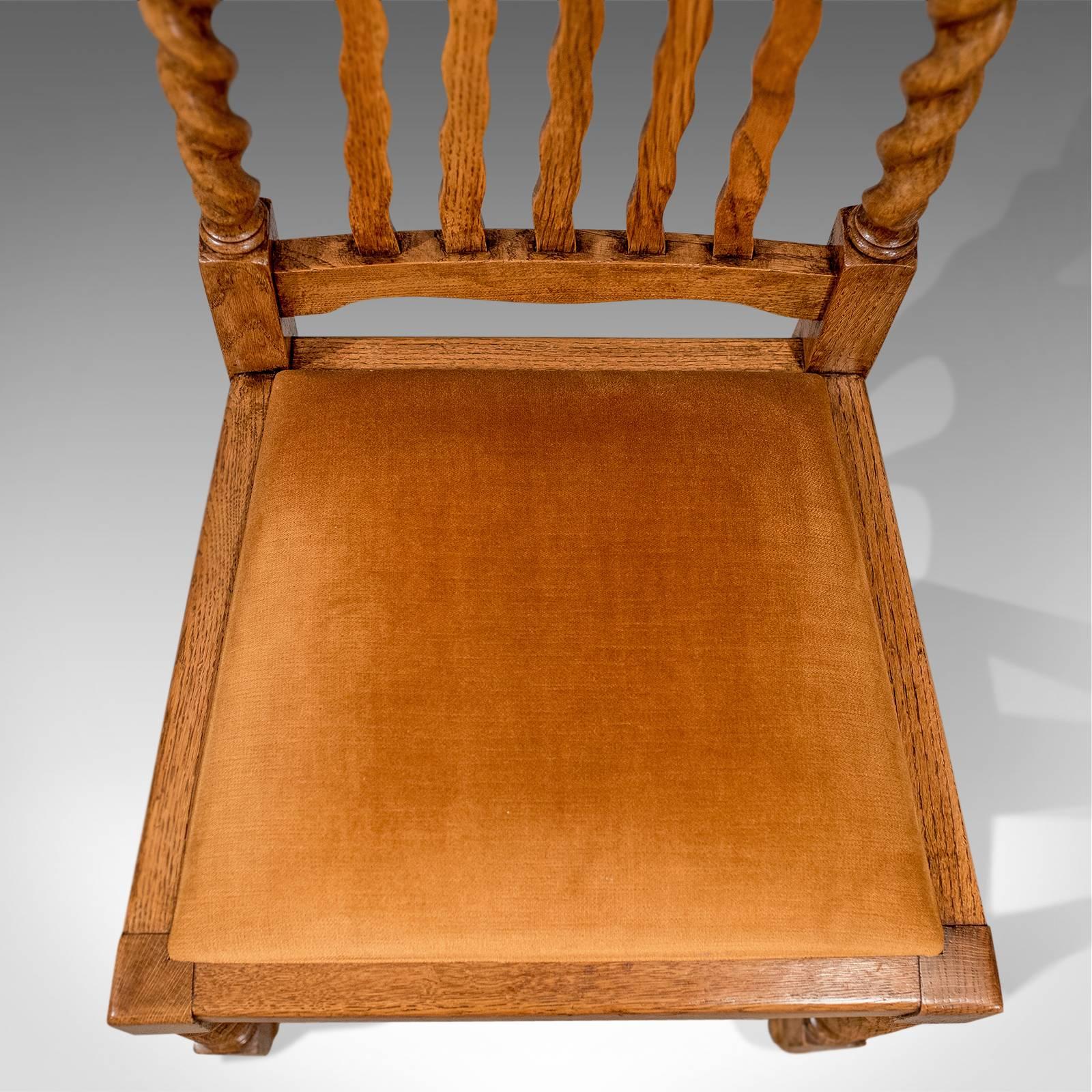 Pair of Oak Barley Twist Dining Side Chairs Quality Edwardian, circa 1910 In Good Condition In Hele, Devon, GB