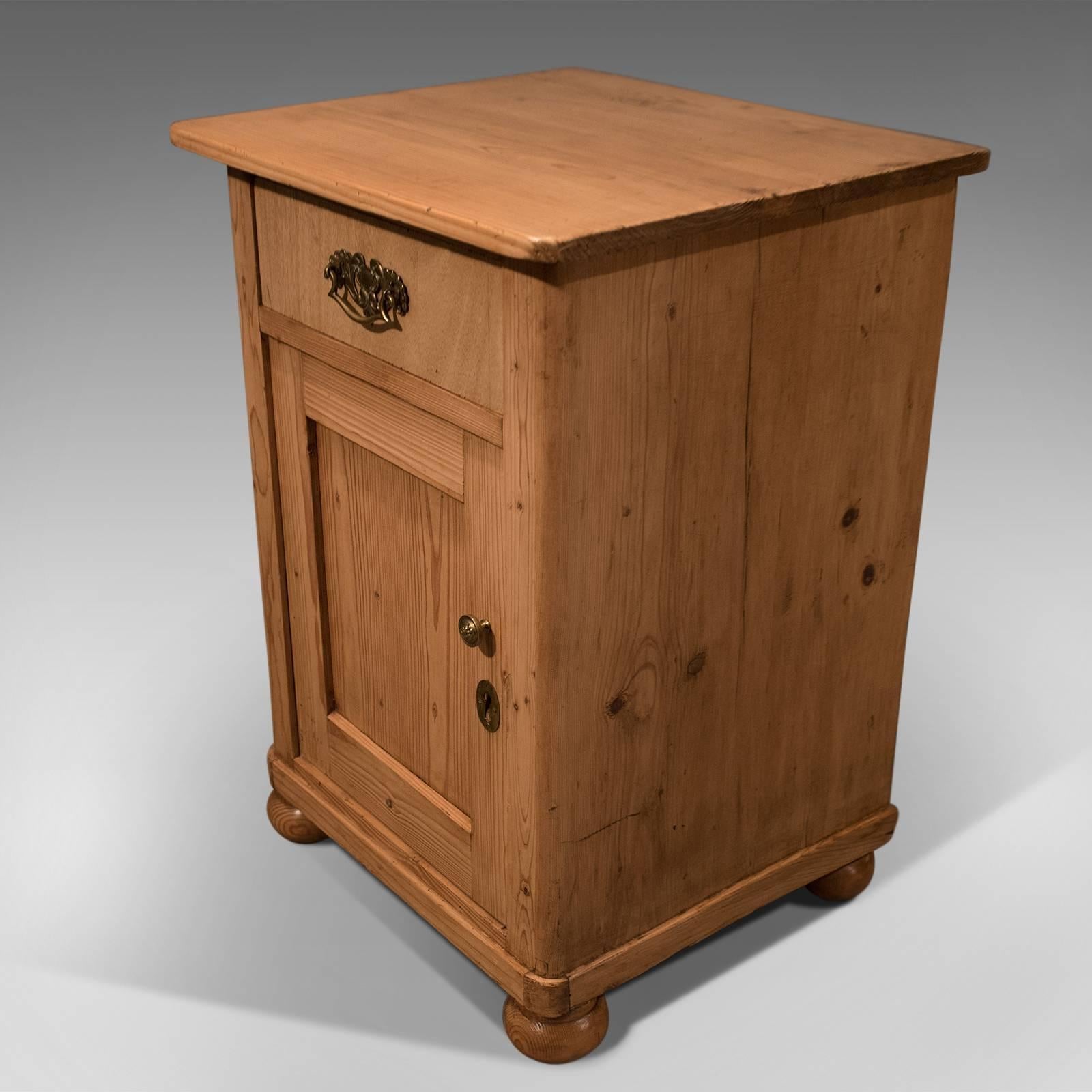Early 20th Century Compact Cabinet or Bedside Cupboard, Victorian Pine, circa 1900