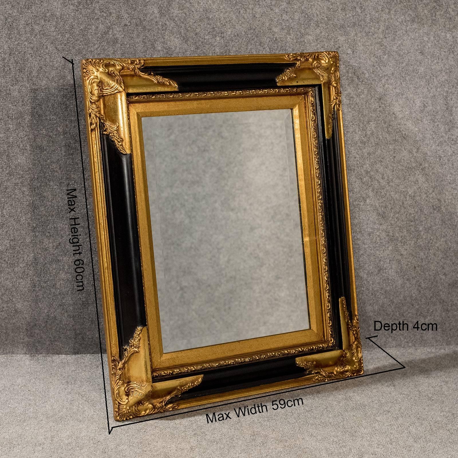 A pleasing English Regency style wall mirror presented in very good antique condition
Displaying quality ornate gilt dressed ebonized frame
With desirable bevel edge mirror plate
Can be hung in either portrait or landscape orientation
Complete