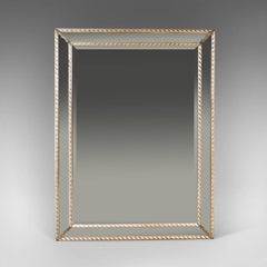 Georgian Revival Wall Mirror, Cushioned Overmantel, 20th Century